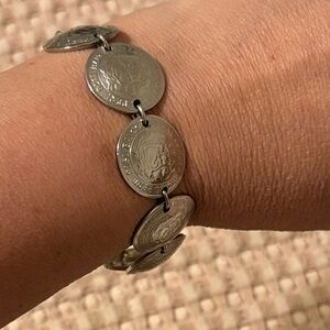 Vintage Peruvian Silver Coin Bracelet